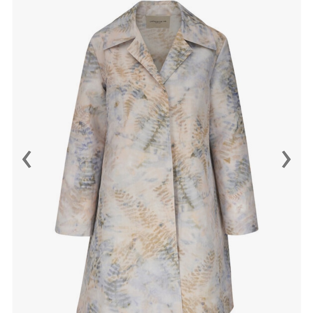 Lafayette 148 New York Cream and Blue Blazer with Abstract Pattern